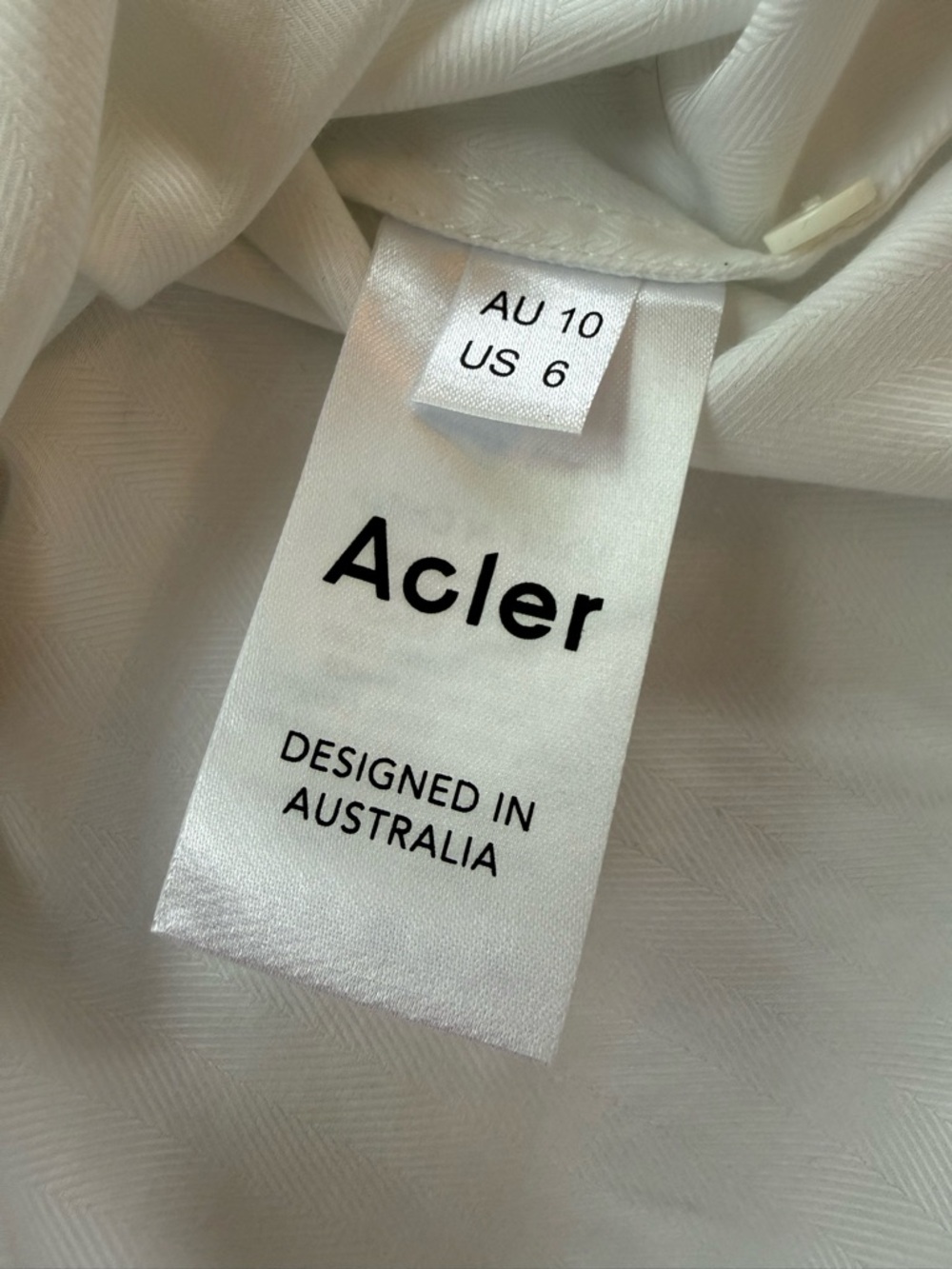 Acler Ivory Ruffle Blouse Cotton V Neck Long Sleeve Size 6 - Picture 6 of 9